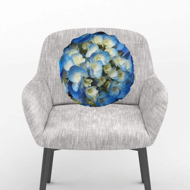 Hübsch Blue Hydrangea Floral Rundes Kissen (In Situ Chair)
