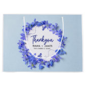 Hübsch Blue Hydrangeas Script Wedding Vielen Dank Große Geschenktüte (Vorderseite)