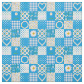 Hübsch Blue Imitats Patchwork Daisy Chains Fabric Stoff (Muster)