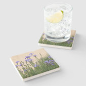 Hübsch Blue Irises Floral Steinuntersetzer (Seitenansicht)