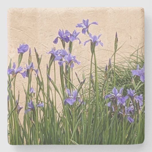 Hübsch Blue Irises Floral Steinuntersetzer (Vorderseite)