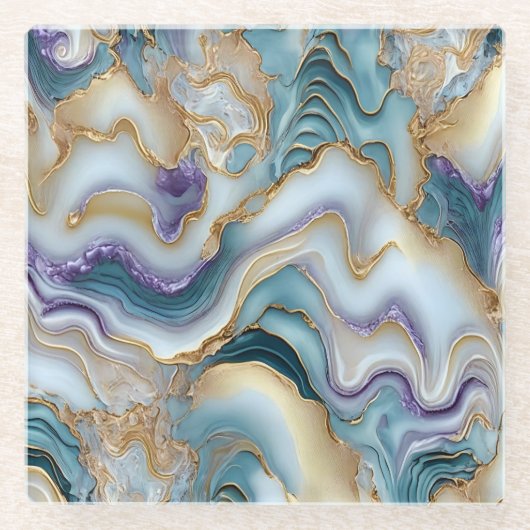 Hübsch Blue Jade Lila Stone Agate Slice Glasuntersetzer (Vorderseite)