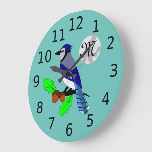 Hübsch Blue Jay Bird Große Wanduhr (Winkel)