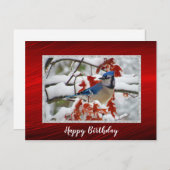 Hübsch Blue Jay Snow Foto Geburtstag Postkarte (Vorne/Hinten)