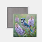 Hübsch Blue Jay Stehend auf Lilac Branchen Magnet (Vorderseite/Rückseite)