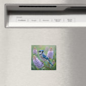 Hübsch Blue Jay Stehend auf Lilac Branchen Magnet (In Situ (Geschirrspüler))