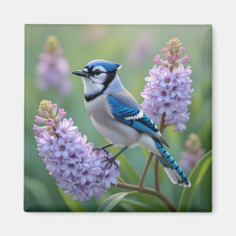 Hübsch Blue Jay Stehend auf Lilac Branchen Magnet