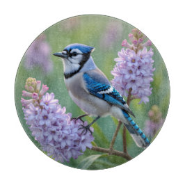 Hübsch Blue Jay Stehend auf Lilac Branchen Schneidebrett