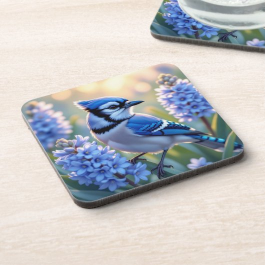 Hübsch Blue Jay und Lilacs Getränkeuntersetzer (Linke Seite)