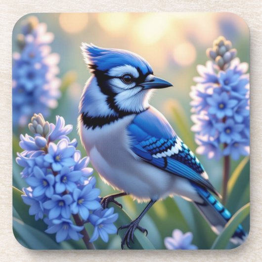 Hübsch Blue Jay und Lilacs Getränkeuntersetzer (Vorderseite)