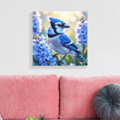 Hübsch Blue Jay und Lilacs Leinwanddruck (Insitu (Wohnzimmer))