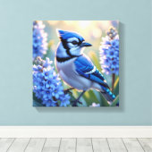 Hübsch Blue Jay und Lilacs Leinwanddruck (Insitu (Holzboden))