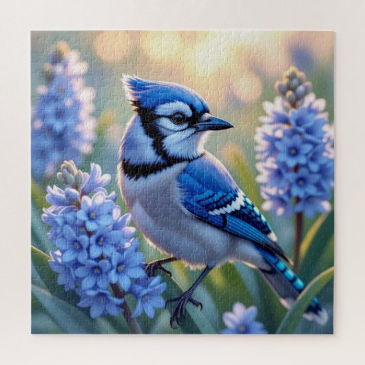 Hübsch Blue Jay und Lilacs Puzzle (Vertikal)
