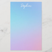 Hübsch Blue Lila Ombré Personalisiert mit/Name Briefpapier (Vorderseite)