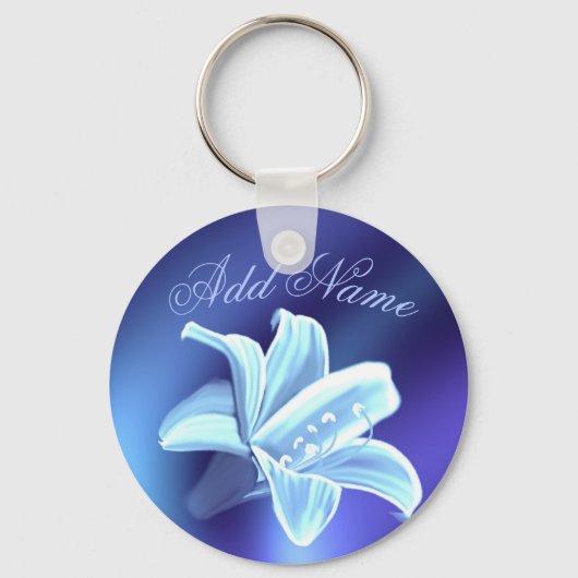 Hübsch Blue Lily Blume Personalisierter Schlüssela Schlüsselanhänger (Vorderseite)