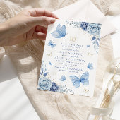 Hübsch Blue Little Butterfly Babydusche Einladung