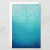 Hübsch Blue Mandala Abstrakt Briefpapier (Vorne/Hinten)