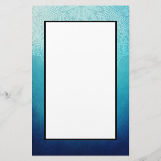 Hübsch Blue Mandala Abstrakt Briefpapier (Vorderseite)