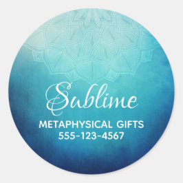 Hübsch Blue Mandala Abstrakt Business Runder Aufkleber