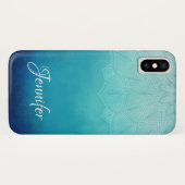 Hübsch Blue Mandala Abstrakt Case-Mate iPhone Hülle (Rückseite (Horizontal))