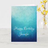 Hübsch Blue Mandala Abstrakt Geburtstag Karte (Gelbe Blume)