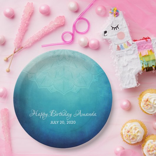 Hübsch Blue Mandala Abstrakt Geburtstag Pappteller (Party)