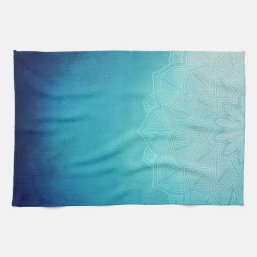 Hübsch Blue Mandala Abstrakt Geschirrtuch (Horizontal)