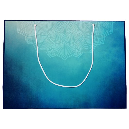 Hübsch Blue Mandala Abstrakt Große Geschenktüte (Rückseite)