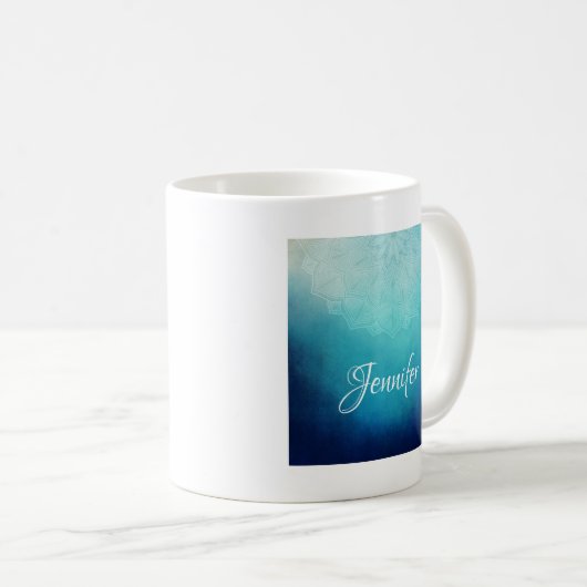 Hübsch Blue Mandala Abstrakt Kaffeetasse (VorderseiteRechts)
