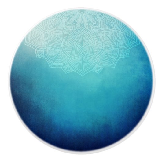 Hübsch Blue Mandala Abstrakt Keramikknauf (Vorderseite)