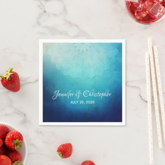 Hübsch Blue Mandala Abstrakt Wedding Serviette (Beispiel)