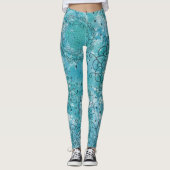 Hübsch Blue Mandala Grunge Pattern Leggings (Vorderseite)