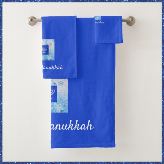 Hübsch Blue Menorah Hanukkah Badhandtuch Set