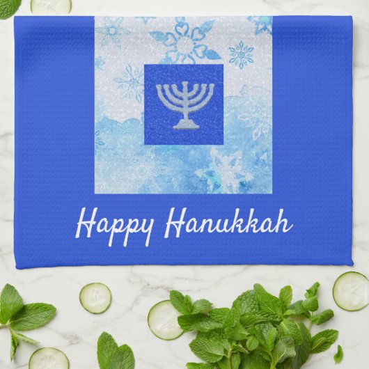 Hübsch Blue Menorah Hanukkah Geschirrtuch (Gefaltet)
