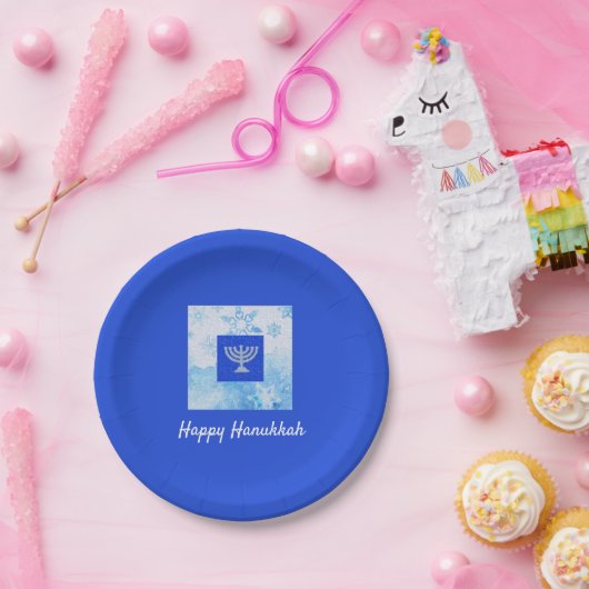 Hübsch Blue Menorah Hanukkah Pappteller (Party)