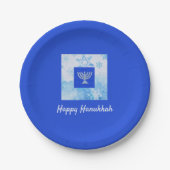 Hübsch Blue Menorah Hanukkah Pappteller (Vorderseite)