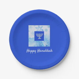 Hübsch Blue Menorah Hanukkah Pappteller