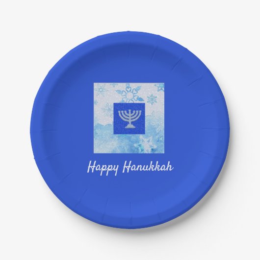 Hübsch Blue Menorah Hanukkah Pappteller (Vorderseite)