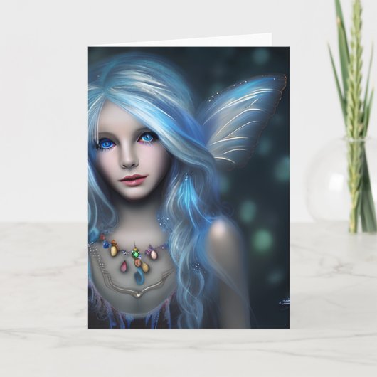 Hübsch Blue Mit Augen Fairy Mystical Art Karte (Vorderseite)