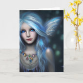 Hübsch Blue Mit Augen Fairy Mystical Art Karte (Gelbe Blume)