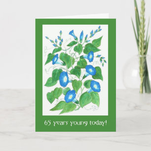 Hübsch Blue Morning Glory Blume 65. Geburtstag Karte