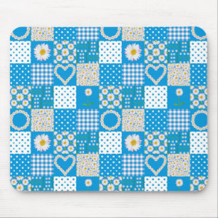 Hübsch Blue Mousepad: Daisychains, Imitate Patchwo Mousepad