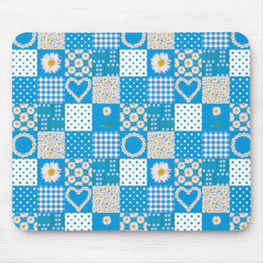 Hübsch Blue Mousepad: Daisychains, Imitate Patchwo Mousepad (Vorne)