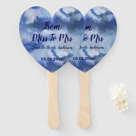 Hübsch Blue Ombre Polterabend Chic Fächer (Vorne und Hinten)