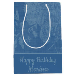 Hübsch Blue on Blue Floral Background Mittlere Geschenktüte