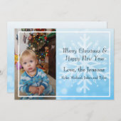 Hübsch Blue Personalize Snowflake Foto Weihnachten Einladung (Vorne/Hinten)