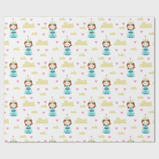 Hübsch Blue Princess Pattern Geschenkpapier (Flach)