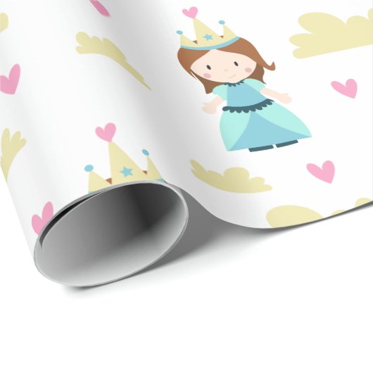 Hübsch Blue Princess Pattern Geschenkpapier (Rolleneckpunkt)