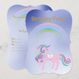 Hübsch Blue Rainbow Einhorn Geburtstag Gold Einladung