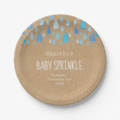 Hübsch Blue Raindrops Baby Sprinkle / Dusche Boho Pappteller (Vorderseite)